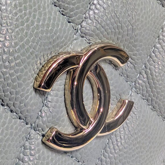 Chanel Rare Light Grey Quilted Caviar Leather Small Bucket Drawstring Bag - Picture 15 of 16